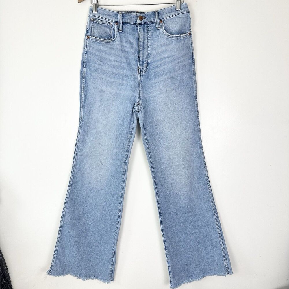 Madewell 11" High Rise Flare Jeans Size 29 Light Wash Distressed Denim Y2K Boho